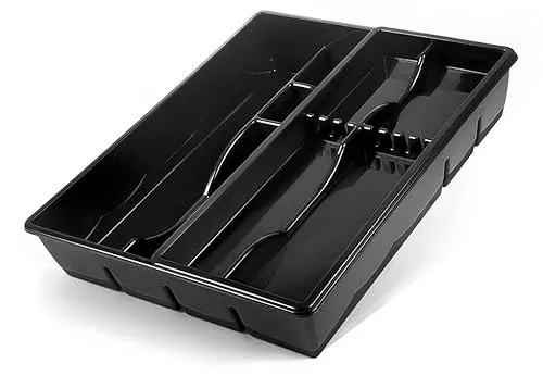 KONZEPT Schubladen Organizer - Besteckkasten für Schubladen 30x39cm Schwarz, Passt Perfekt für kleine Schubladen Küchenorganizer