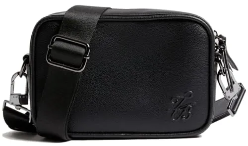 Ted Baker Script Logo Kunstleder Herren Crossbody Bag Schwarz