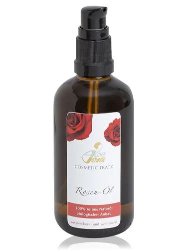 Aloe Vera Cosmetic Tratz Körperöl mit Rosenöl – 100% rein - Hochwertiges Körperöl mit 100 ml, ideal zur Unterstützung der Hautpflege. Belebende Textur für alle Hauttypen, vegan und tierversuchsfrei, perfekt nach dem Duschen.
