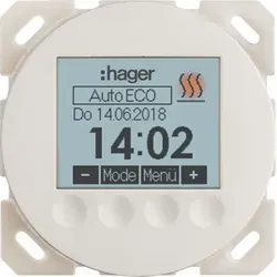 Hager WLN5046WG Temperaturregler mit Display, zeitgesteuert, polarweiß glänzend