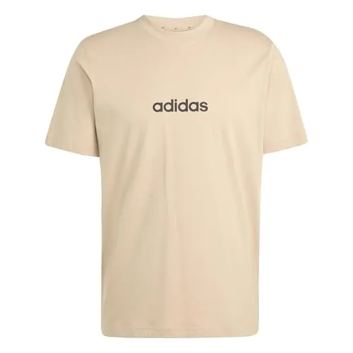 adidas Herren Essentials LINEAR Single Jersey Tee, warm Sandstone/Black, M