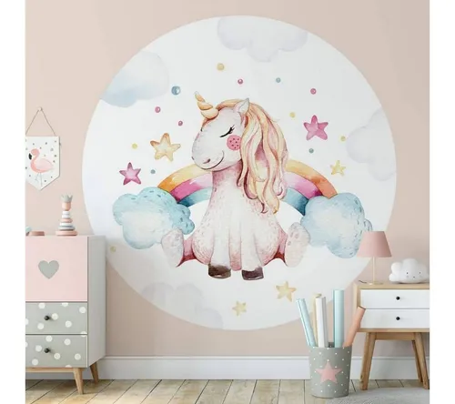 K&L Wall Art Fototapete Kvilis Einhorn Vliestapete für Kinderzimmer - Bezaubernde Vliestapete mit Einhorn-Design für ein traumhaftes Kinderzimmer. Ideal für den Indoor-Einsatz, sorgt sie für eine fröhliche Atmosphäre und kreative Gestaltung.
