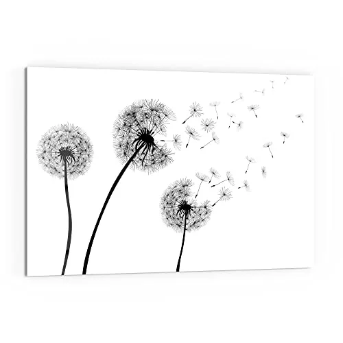 DEQORI Küchenrückwand Glas | Motiv Schwarze Pusteblumen | 60x40 cm | Bad- oder Herd-Rückwand | Herdblende Spritzschutz für Küche & Badezimmer | moderne Deko für Fliesenspiegel