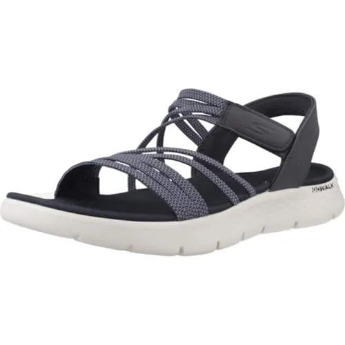 Skechers GO WALK FLEX SANDAL - Bequeme Plateausandale für den Sommer - Wanderschuhe mit atmungsaktiver Goga Mat Einlegesohle für optimalen Komfort und Rückfederung. Ideal für Strandpromenaden und unebene Wege, mit elastischem Klettverschluss für perfekten Sitz.