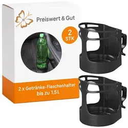 2x Getränkehalter flex. Befestigungswinkel 12,8x8,7x12,1cm – Universeller Flaschenhalter bis zu 1,5L – Becherhalter