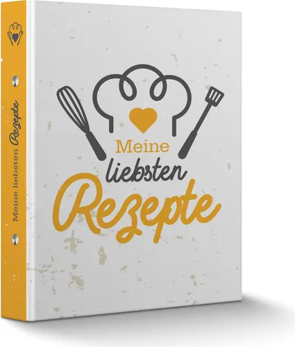 itenga Rezeptordner Motiv KOCHMÜTZE gelb grau DIN A5