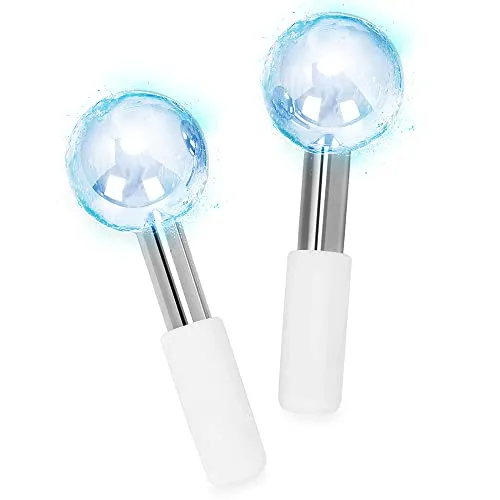 Arozk Ice Globes Facials Massager CrYoga-Kühler aus Edelstahl für Gesicht, Hals und Augen, Augenringe, Taschen, Falten Hautpflege (weiß)