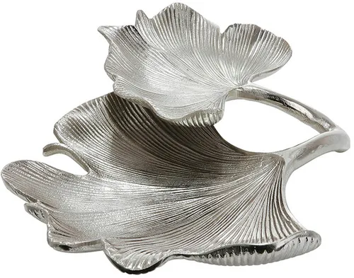 GILDE Dekoschale Ginkgo Blatt, silber in silber von GILDE