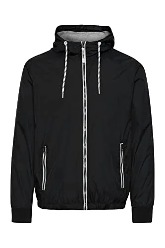 Indicode IDRikko Herren Übergangsjacke Herrenjacke Jacke hochabschließender Kragen mit Kapuze, Größe:2XL, Farbe:Black (999)