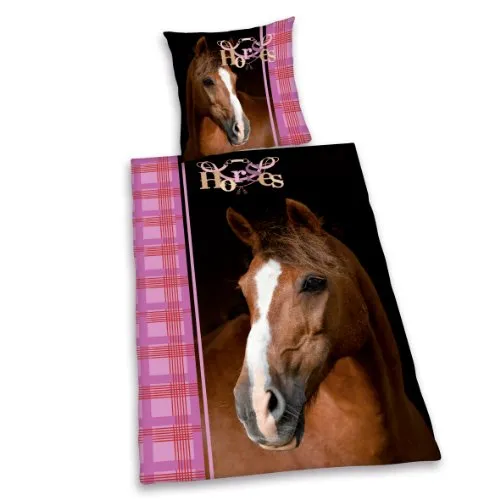 Herding Bettwäsche Pferd 135x200 cm - Bettwäsche-Set mit Pferdemotiv, 100 % Baumwolle, besonders pflegeleicht und waschbar bei 60°C, ideal für Pferdefans und gemütliche Nächte.