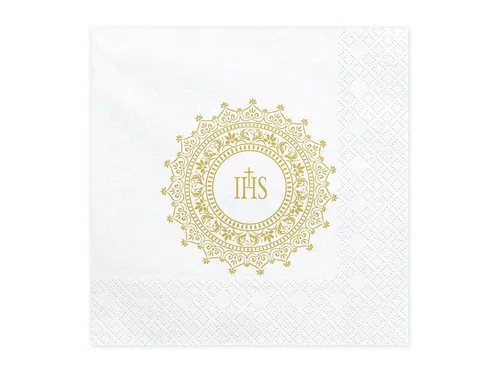 partydeco Papierserviette, Servietten IHS 33x33cm 20 Stück weiß gold