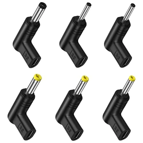 Lunpog 6er-Pack USB C auf DC Adapter 90 Grad, USB C Hohlstecker, DC Adapter, DC 5V Netzteil für Router, Mobile Netzteil Ladegerät Steckerhohlstecker