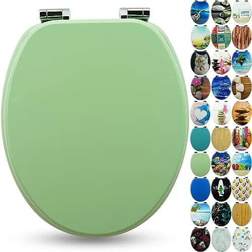 SANFINO® Premium WC Sitz Mint Green mit Absenkautomatik - WC-Sitz aus hochwertigem Holz mit sanfter Absenkautomatik, antibakterieller Oberfläche und einfacher Montage. Hoher Sitzkomfort und kreative Motive für ein stilvolles Badezimmer.