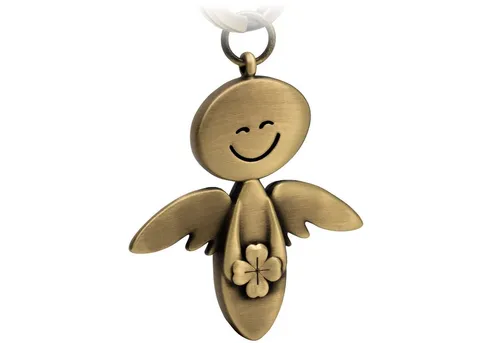 FABACH Schlüsselanhänger Schutzengel Smile mit Kleeblatt in gold von FABACH
