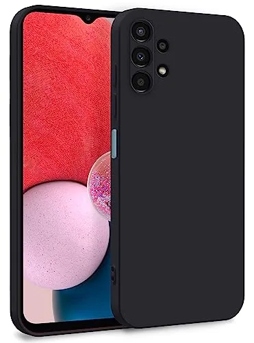 MyGadget Hülle für Samsung Galaxy A13 4G - Zweilagige Handyhülle mit Kameraschutz - Cover mit Innenfutter & Silikon außen - Schwarz