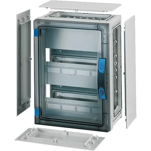 Hensel 68000158 FP 1218 Kleinverteiler Aufputz - Verteilerschrank mit 24 Teilungen, ideal für Installationen bis 250 A. Hochwertiges Polycarbonat sorgt für Schutzisolierung und Langlebigkeit.