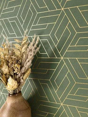 Newroom Vliestapete Grün - Modernes Retro Design mit grafischen Mustern - Tapeten mit künstlerischen, geometrischen Mustern für Wohnzimmer, Schlafzimmer und Küche. Verleihen Sie Ihren Wänden einen einzigartigen visuellen Reiz und zeitgemäße Ästhetik.