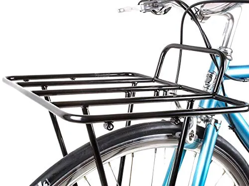 BLB Frontier Rack Edelstahl Front Gepäckträger (schwarz) - Robuster Front-Träger für Ihr Bike - Gepäckträger für vorne mit großer Ladefläche (38 x 30,5 cm), belastbar bis 18 kg. Hergestellt aus robustem Chrom-Molybdän-Stahl, inklusive Befestigungsmaterial und Anleitung.