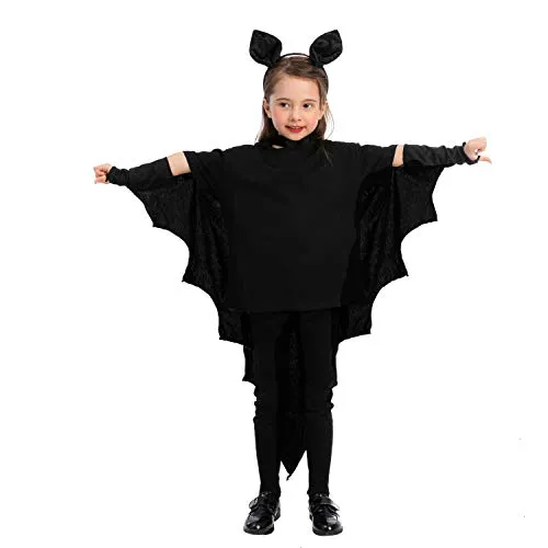 Spooktacular Creations Fledermaus Kostüm Kinder Halloween Fledermauskostüm Flügel Umhang Fledermausflügel Haarspangen Halloween-Dress Up, Rollenspiel, Karnevals-Cosplay (3 – 6 yrs)