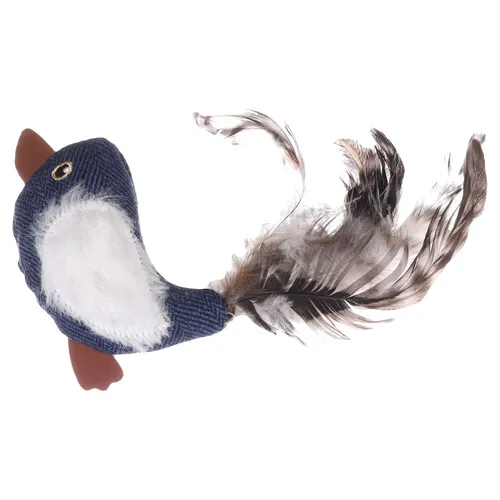 Flamingo Katzenspielzeug Vogel Jeany blau 3,5x8,5cm mit Katzenminze