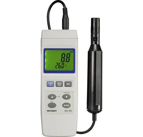 VOLTCRAFT DO-101 Sauerstoff-Messgerät - Temperaturmessgerät mit wechselbarer Elektrode, ideal für Aquarien und Lebensmittelverarbeitung, inklusive Data Hold Funktion für schwer zugängliche Messungen.