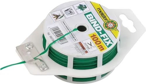 Gartendraht aus kunststoffbeschichtetem Eisen, grün, Größe 100 m, mit Spender und Drahtschneider, für Gartenarbeit, Floristik, DIY