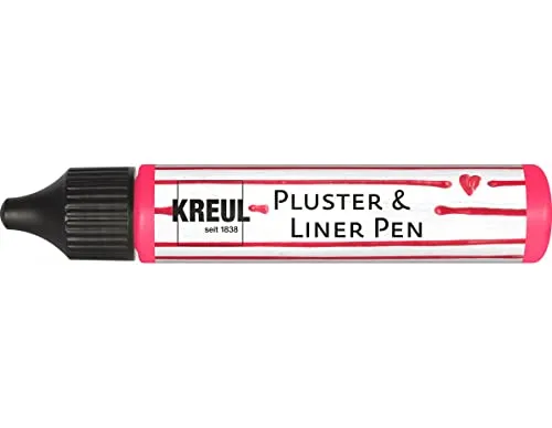KREUL 49823 - Pluster & Liner Pen Neon Pink, 29 ml, unter Schwarzlicht leuchtende Plusterfarbe zum Dekorieren und Verzieren, 3D Dekoeffekte durch Aufplustern im Backofen, mit Bügeleisen oder Fön