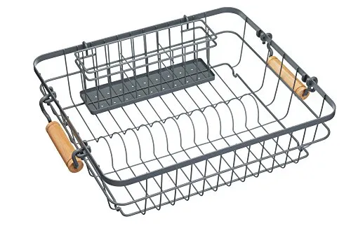 KitchenCraft Geschirr Abtropfgestell mit Besteckhalter, Grau