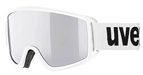 uvex topic FM - Skibrille für Damen und Herren - vergrößertes, beschlagfreies Sichtfeld - verzerrungsfreie Sicht - white/silver-lasergold lite - one size