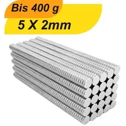 Neodym Magnet 5mm x 2mm - Supermagnete mit hoher Haftkraft - Kompakter Neodym Magnet (5x2mm) mit starker Haltekraft für vielfältige Anwendungen. Ideal für Bastelprojekte und Reparaturen, langlebige Beschichtung schützt vor Korrosion.