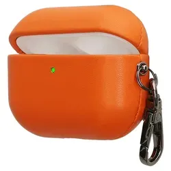 kwmobile Kunstleder Hülle für Apple Airpods Pro 2 / Pro 1 Case - Slim Cover mit Karabiner - Kopfhörer Tasche - Etui in Orange - Orange