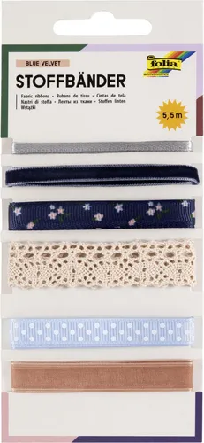 folia Geschenkbänder Blue Velvet blau 12023
