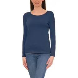 Alkato Longshirt Alkato Damen Langarm Shirt mit O-Ausschnitt blau XL