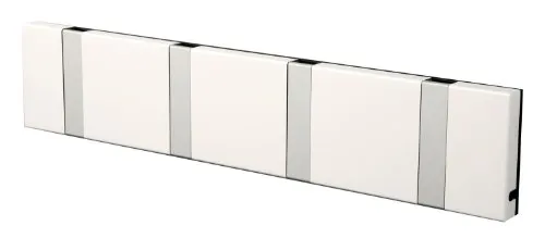 LoCa Knax 4 Wandgarderobe weiß mit grauen Haken - Platzsparende Garderobe für Kleinfamilien, elegant und funktional mit klappbaren Haken für einen aufgeräumten Look.