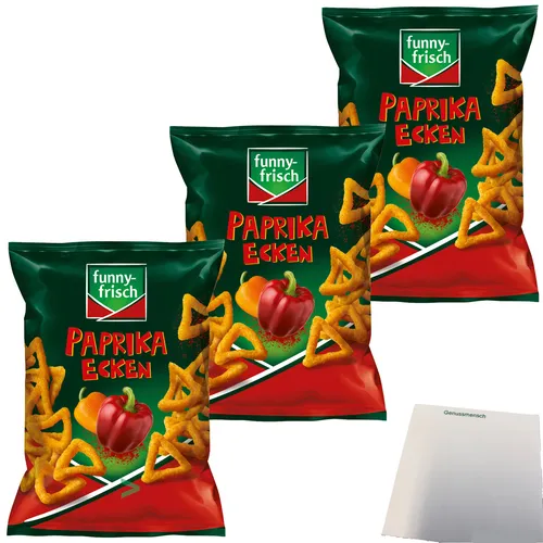 Funny Frisch Paprika Ecken Knabbergebäck pikant-würzige Knabberei 3er Pack 3x75g