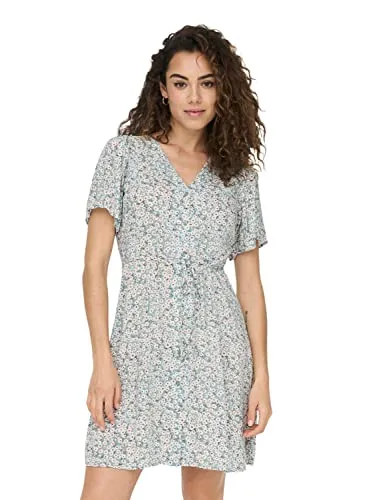 Onlevida S/S Short Dress WVN Noos - Freizeitkleid für Damen, aus reiner Viskose für kühlenden Komfort an heißen Tagen, ideal für Casual-Looks und vielseitig kombinierbar.