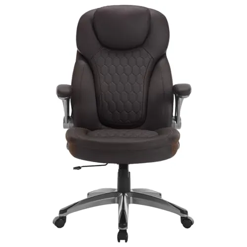WOLTU Bürostuhl 200kg, Schreibtischstuhl ergonomisch, Chefsessel mit Kopfstütze Armlehnen, Höhenverstellbar Bürosessel für Büro Konferenzraum, Kunstleder, Braun