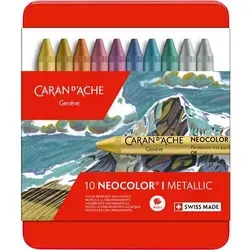 CARAN D'ACHE Wachsmalstift NEOCOLOR I metallic, 10er Etui von Caran d'Ache