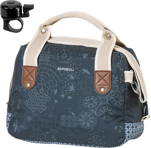 Basil Bohème City Bag - Fahrrad Lenkertasche Seitentasche -8 Liter Blau inkl. Fahrradklingel
