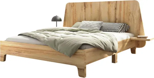 Massivholzbett 140x200 cm mit Stauraum und Kopfteil - Stilvolles Massivholzbett mit elegantem Design und praktischer Ablage. Die robuste Konstruktion sorgt für Stabilität und eine angenehme Schlafumgebung. Ideal für jedes Schlafzimmer.
