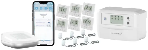 HOMEMATIC IP Starterset Fußbodenheizung für 6 Räume – Intelligente Heizsteuerung - Optimieren Sie Ihre Fußbodenheizung mit dem Homematic IP Starterset! Intuitive Steuerung per App, präzise Wärmeregulierung und individuelle Anpassung für maximalen Wohnkomfort.
