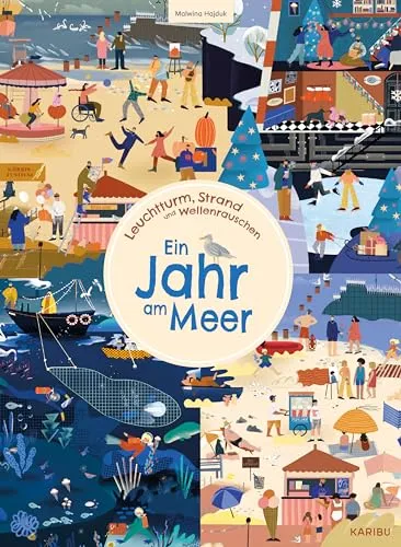 Leuchtturm, Strand und Wellenrauschen – Ein Jahr am Meer: Wimmelbuch zum Suchen und Entdecken für Kinder ab 3 Jahren
