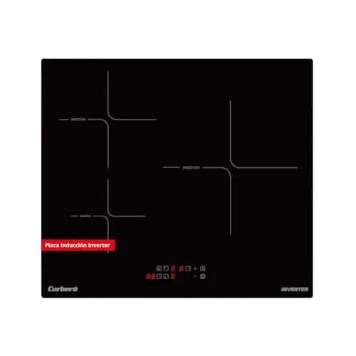 Corberó CCIM3362 Induktions-Kochfeld, 60 cm, 3 Zonen, 6200 W, Riesenzone 29 cm, Touch-Steuerung, Booster, Inverter-Technologie, Schwarz