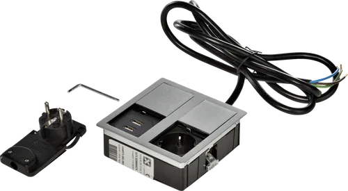 Kopp 939645015 VersaHIT Dual - Steckdose mit USB - Steckdosen & Zubehör: VersaHIT bietet eine platzsparende Lösung mit 1 Steckdose und 2 USB-Anschlüssen, ideal für Küche und Arbeitsplatz. Einfaches Öffnen durch Drucktaste.