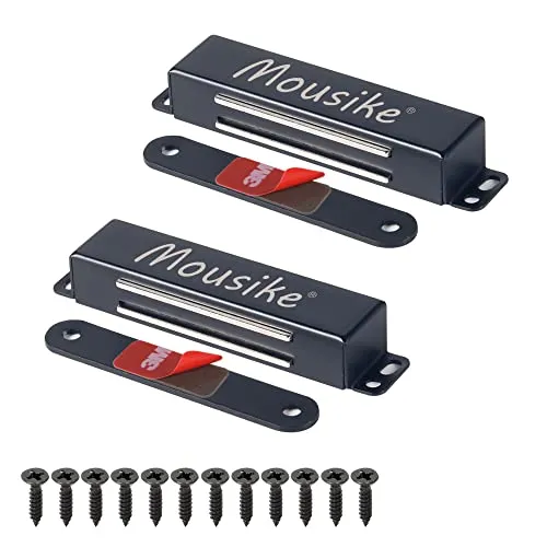 Mousike Magnetischer Türverschluss Heavy Duty 40KG Edelstahl-Türmagnete mit starkem Magnet für Küchenschrank Kleiderschrank Schrank Schranktürverschluss (Schwarz 2er Pack)