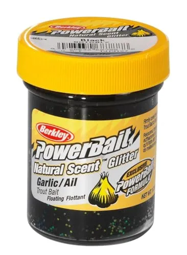Berkley Powerbait Natural Glitter Trout Dough - 50g Forellenteig, Farbe/Aroma:Black Glitter/Garlic