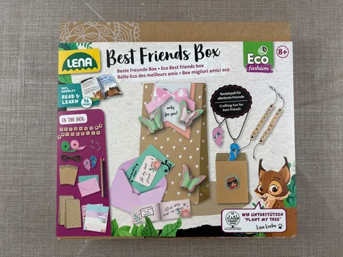 Lena 42833 Eco Bastelset Beste Freunde - Kreatives DIY-Set mit 2 Freundschaftsbändern, Herzanhängern und Geschenktüten für Mädchen ab 8 Jahren
