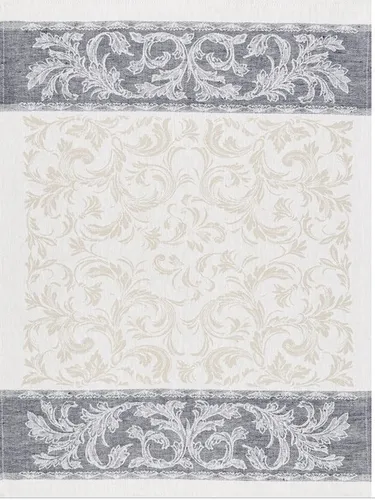 KRACHT Geschirrtuch Jacquard Halbleinen Paisley Grau 50x70 cm