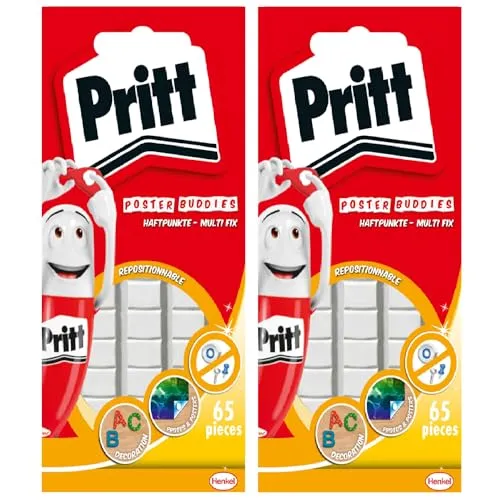 Pritt Multi-Fix Haftpunkte 130 Stück, Universal Multi-Tack-Klebepads, wieder ablösbar, saubere Handhabung, wiederverwendbar, Lösemittelfrei