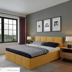 Polsterbett Dalas Gold 160 x 200 cm mit Bettkasten in gold von Halmon